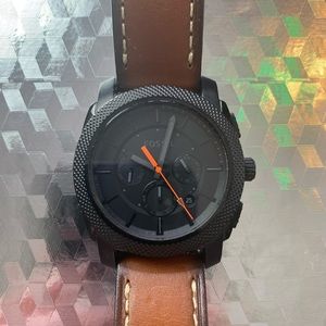 Fossil Men’s Black Watch with Brown Leather Band